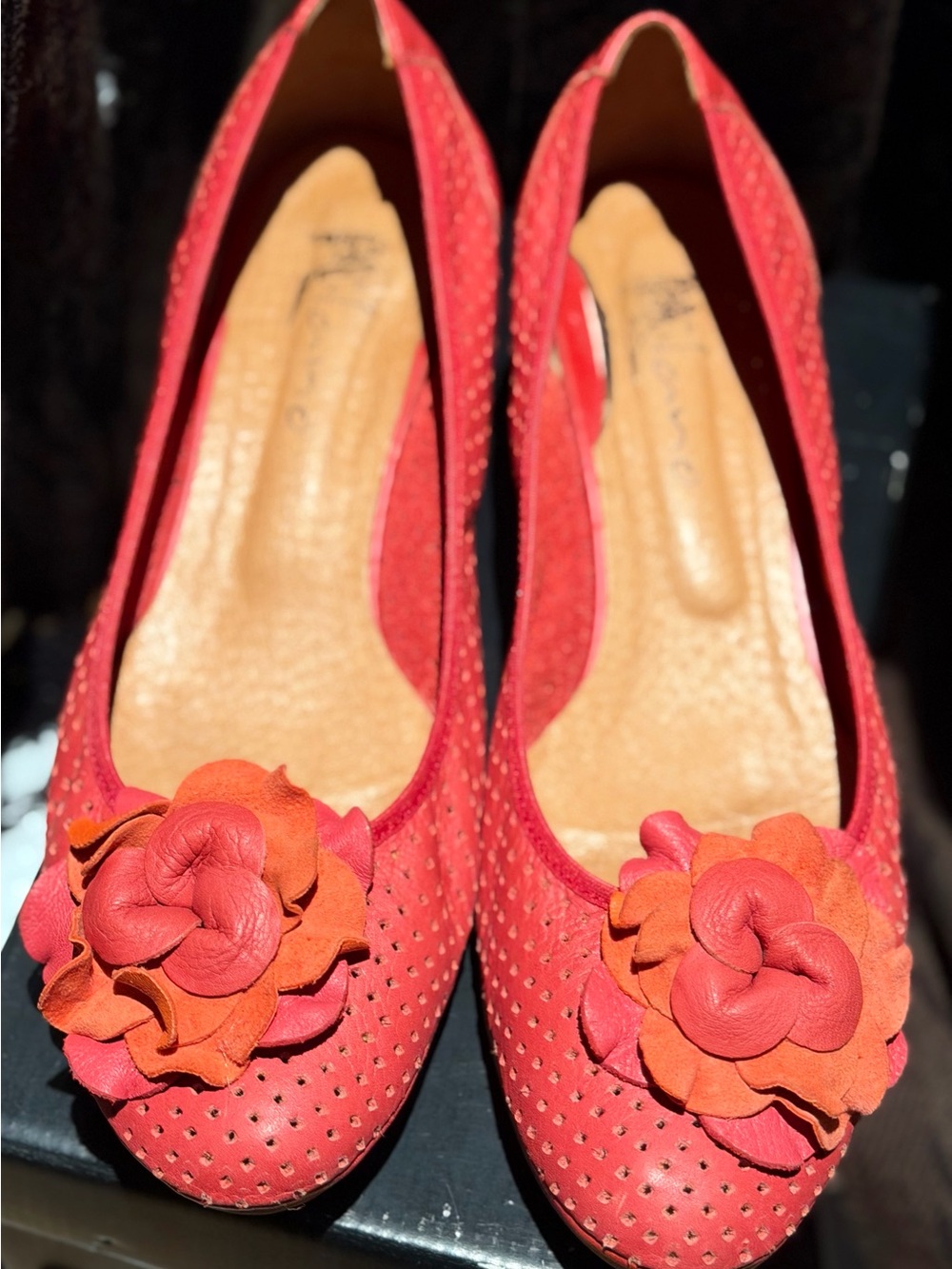 Luna Women's Red/Orange Floral Wedge
